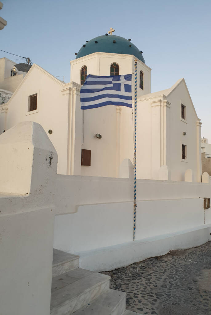 Drapeau Grèce à Santorin